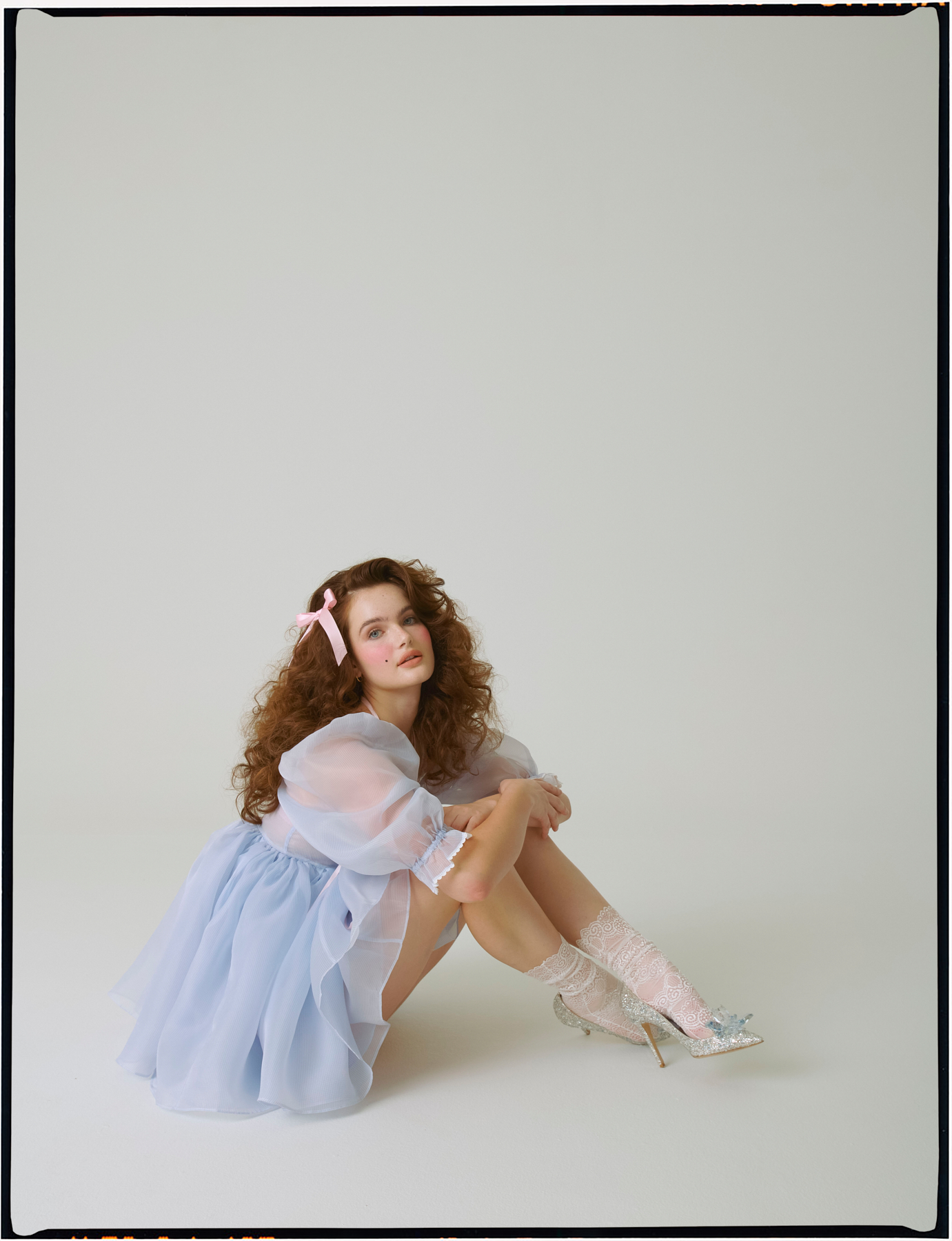 The Baby Pinstripe puff, petit stripes in a classic shade of powder blue make for a beautifully delicate babydoll look.